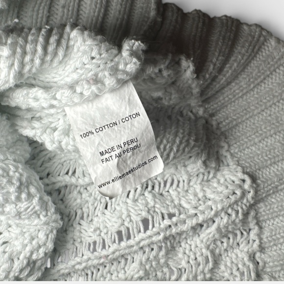 Ellie Mae Ombré Cable Knit Cardigan XS Blue Ivory Button Front Oversized - Picture 9 of 10